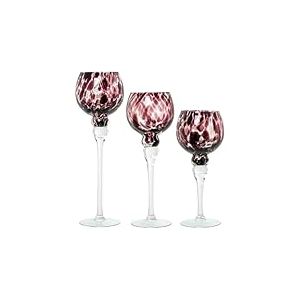 DRW Lot de 3 Verres d&eacute;coratifs en Verre tachet&eacute; Noir 13 x 13 x 30 cm