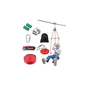 VEVOR Tyrolienne pour Enfants et Adultes 19,8 m, Kit de Tyrolienne Complet Charge 227 kg, Configuration Facile, avec Harnais de S&eacute;curit&eacute; en Nylon, Si&egrave;ge et Guidon, pour Jardin Arri&egrave;re-Cour Ext&eacute;rieur