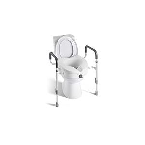 VEVOR Rehausseur de Toilette avec Accoudoirs, R&eacute;hausse WC Charge 159 kg, Si&egrave;ge de Toilette Sur&eacute;lev&eacute; Hauteur de Levage 12,7 cm et Largeur R&eacute;glable, pour Personnes &Acirc;g&eacute;es Handicap&eacute;s Patients Enceintes