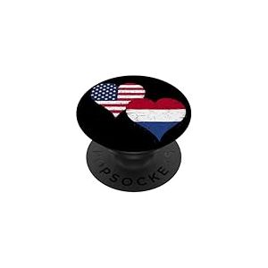 Fier Néerlandais Américain un Drapeau Pays-Bas États-Unis PopSockets PopGrip Adhésif