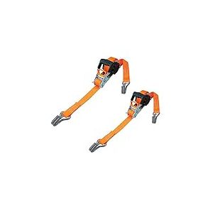 PETEX Lot de 2 Sangles d'arrimage à cliquet automatiques, enroulables, 1 pièce, 5 m x 35 mm, 1000/2000 daN, jusqu'à 2000 kg, Orange, Crochet à Double Pointe de sécurité