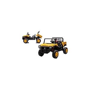TURBO CHALLENGE - UTV Caterpillar - Porteur Électrique - 119903 - Jaune - 30Kg Max - Plastique - 2 Places - Jouet Enfant - Cadeau - Anniversaire - Véhicule Tout Terrain - MP3 - De 3 Ans À 6 Ans