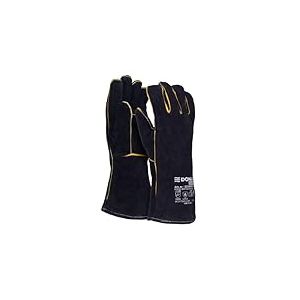 DONAU SAFETY Gant de Soudeur en Croûte de Cuir de Vachette pour Soudage MIG - Taille 10 XL, 1 Paire - Gants de Travail de Haute Qualité - Couleur : Noir