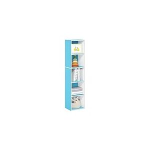 Furinno Pasir Étagère ouverte à 5 niveaux, Blanc/Bleu clair, 5-Tier Cube