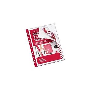 Viquel - Pochettes perfor&eacute;es reli&eacute;es pour classeur A4 - Rouge (Lot de 6)