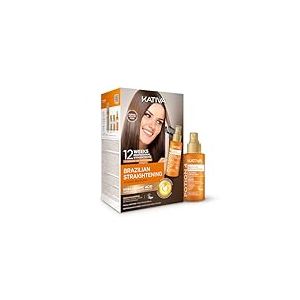 KATIVA Kit Lissage Br&eacute;silien &agrave; la K&eacute;ratine avec Acide Hyaluronique + S&eacute;rum Thermo-Protecteur Potion 4 &ndash; Lissage &agrave; Domicile Sans Formol &ndash; Jusqu&rsquo;&agrave; 12 Semaines Anti-Frizz pour Tous Types de Cheveux