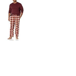 Amazon Essentials Ensemble de Pyjama en Flanelle Douce (Grandes Tailles Disponibles) Homme, Bordeaux Écossais, L