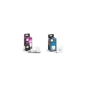 Philips Hue White and Color Ambiance, ampoule LED connectée E27, Equivalent 75W, compatible Bluetooth + Smart Button Bouton Télécommande Intelligent Connecté, Variateur de Lumière