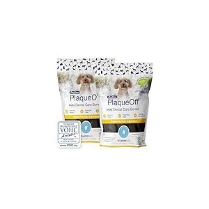 ProDen PlaqueOff 20 Mini Os Dentaires pour Petits Chiens et Chiens Miniatures – Éliminateur de Tartre, de Plaque et de Mauvaise Haleine, Lot Économique de 2 Saveurs (Beurre de Cacahuète & Banane)