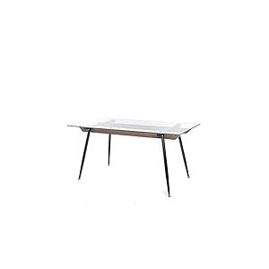 Intempora - Table à Manger Structure en métal et Bois avec Plateau en Verre 6 Personnes 160x80x75CM