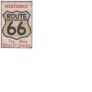 Biscottini - Impression 'Historic Route 66' sur Toile - L60xPR2xH90 cm - Jute Brute Antique - Impression - Route 66 Historique - Toile - Grèce antique