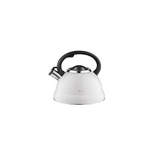 FLORINA Bouilloire Inox (2,1 l) I Bouilloire Sifflante JACOB I Poignée en Bakélite I Bouilloire non Electrique I Bouilloire Induction, Gaz I Pour Thé et Café I Couleur: Beige