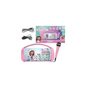 Lexibook, Gabby et la Maison Magique, Enceinte Haut-Parleur sans Fil Lumineuse avec Micro, Son st&eacute;r&eacute;o, Fonction karaok&eacute;, Ports USB et Carte SD, BTP585GDHZLXB