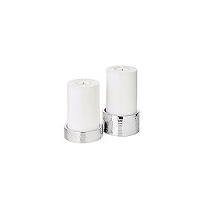 EDZARD Edzard Lot de 2 bougeoirs Luca en Acier Inoxydable martelé Poli Miroir Diamètre 9,5 cm Hauteur 2,5 cm et 5 cm pour Bougies Pilier Ø 8 cm Idéal pour Bougie permanente Cornelius