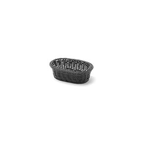 HENDI Corbeille à pain et à fruits, ovale, porte pain, panier rangement, panier a pain, à fruits, plateaux de service, présentoir pour pain, fruits et légumes, 190x120x(H)60mm, noir, polypropylène