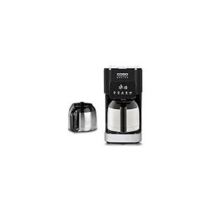 Caso Cafetière goutte à goutte Coffee Taste & Style - Capacité 1,2 l pour 10 tasses, 800 W, réservoir avec fenêtre, acier inoxydable, bec anti-goutte, écran LCD, comprend deux pichets à café