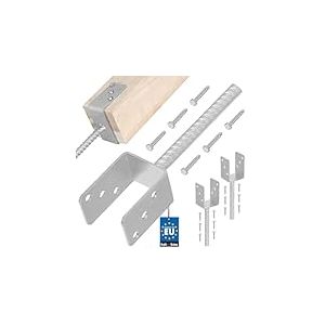 KOTARBAU® 2 x Support De Poteau en U De 71 mm Galvanisé pour Ancrage en Béton | Support Poteau À Enfoncer | Support Poteau Bois | Pied Poteau | Fixation Poteau Bois | Pied De Poteau À Sceller