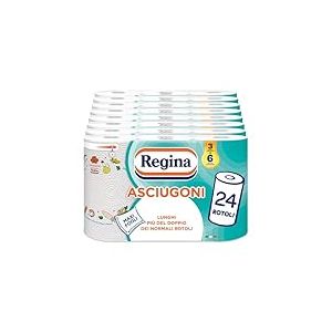 Regina S&egrave;che - 24 rouleaux de papier de cuisine, rouleaux &agrave; 2 voiles, 100 maxi feuilles par rouleau, paquet 60% plastique recycl&eacute;, papier 100% certifi&eacute; FSC