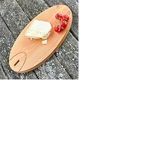 Planche à découper alpine en mélèze durable PEFC - cm 40x21 ovale - Bois traité avec une huile naturelle certifiée spécifique - Fabriquée en Italie