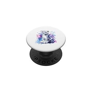 Léopard des neiges, animal léopard blanc, visage de léopard des neiges PopSockets PopGrip Adhésif