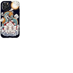 Pagode du Dragon Renard Kitsune &agrave; Neuf queues Japonaise Coque pour iPhone 11 Pro
