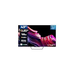 Metz TV QLED + MQE7600 4K UHD 43 Pouces Smart TV avec Google TV Anti-reflet &Eacute;cran Mat T&eacute;l&eacute;viseur Dolby Vision Dolby Atmos HDR Wi-FI (2024 Mod&egrave;le, Noir)