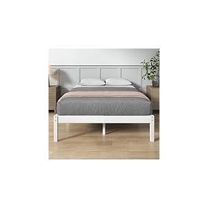 Zinus Ellie Lit Double en Bambou 160 x 190 cm – Structure Moderne et légère avec sommier à Lattes en Bois – 35,5 cm d'espace de Rangement sous – Design écologique – Couleur Blanche