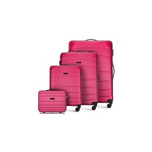 WITTCHEN Valise de Voyage Set de 4 valises Bagages à Main Trousse de Toilette Set de valises en ABS avec 4 roulettes pivotantes Serrure à Combinaison Poignée télescopique Globe Line Rose