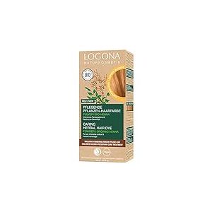 LOGONA Naturkosmetik Coloration végétale nourrissante pour cheveux, poudre végétalienne avec henné bio pour une couleur et une brillance intenses, couleur végétale en blond cuivré (blond), 1 x 100 g