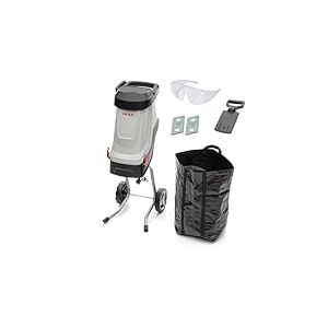 IKRA broyeur de végétaux électrique IMH 2800, sac de ramassage 45l inclus, 2800W, 2x couteaux réversibles de rechange & lunettes de protection inclus