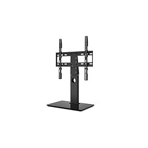 Hama Support TV sur Pied Pivotant 60° Réglable en Hauteur Garantie 10ans (Socle pour TV 32 à 55 Pouces, Pied TV Stable, Base en Verre trempé, Cache Cables, jusqu'à 30kg, VESA jusqu'à 400 x 400) Noir
