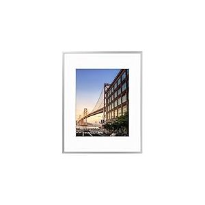Frametory, Cadre en aluminium de 30,5 x 40,6 cm, photo de 21,6 x 27,9 cm avec tapis ivoire pour affichage mural, crochet en dents de scie, onglets pivotants, pinces à ressort, idéal pour photos,