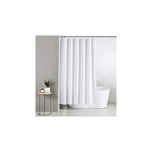 Blue Canyon Rideau de Douche Extra Large | Rideau de Douche 100% Polyester | Traitement de Surface antibactérien | Hydrofuge | Ourlet lesté | 250 x 180 cm | 12 œillets renforcés avec Crochets (Blanc)