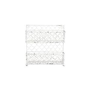 DII Z01926 Farmhouse Organiseur vintage en m&eacute;tal pour mur de cuisine, garde-manger ou armoire, finition antique, 2 &eacute;tages Blanc