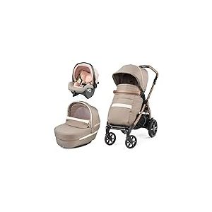Peg Perego Book Modular - Pousette 3 en 1, 0-4 Ans, Poussette R&eacute;versible, Nacelle avec Comfort System, Si&egrave;ge Auto i-Size, Roues Soft Ride, Matelas Fresco Jersey, Mon Amour