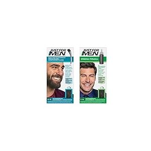 Just For Men Teinture Barbe Ch&acirc;tain Fonc&eacute; M45 & Gel Colorant Cheveux Homme Ch&acirc;tain Fonc&eacute; H45, Couvre Les Cheveux Blancs, Pour Un R&eacute;sultat Naturel