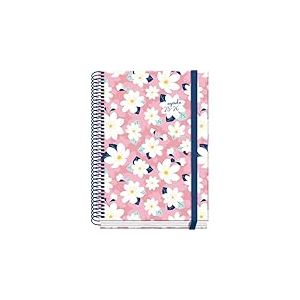 Dohe - Agenda Scolaire 2025 2026 - Semaine Vue, Taille A5 (15x21 cm), Espagnol et Anglais, Septembre à Juin, Reliure Spirale et Gomme, Couverture Rigide, 4 Pages de Stickers - PRIME Camomille