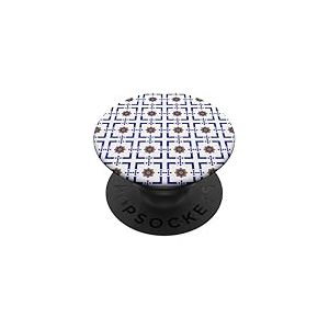 Carrelage &eacute;gyptien (2) octogonal Ambre et Bleu Personnel PopSockets PopGrip Adh&eacute;sif