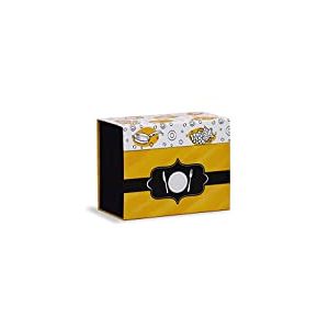 Mareli Boîte de Recettes avec 60 Cartes illustrées à remplir avec Leurs Propres Recettes et 6 diviseurs avec Dessin Plats, Noir et Jaune, 22,5 x 11 x 17