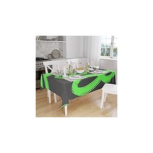 Bonamaison, Anti-moisissure, S&eacute;chage Rapide, R&eacute;sistant aux Taches, Lavable en Machine, 100% Polyester Nappe de Table, Fum&eacute;e Verte n&eacute;on, 140 x 160 Cm - Con&ccedil;u et Fabriqu&eacute; en Turquie