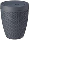 Addis Corbeille en Faux rotin, Plastique, Charbon, Swing Bin