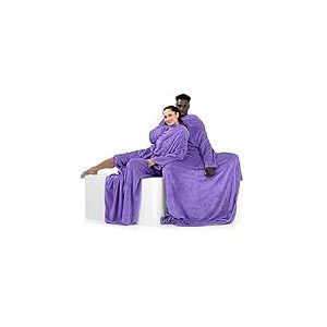 DecoKing 150 x 180 cm Couverture à Manches TV en Microfibre avec Manches et Poches Polaire Douce avec Poche pour Les Pieds Lilas Lazy
