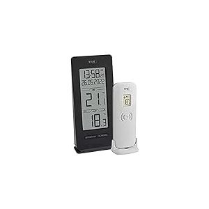 TFA Dostmann thermomètre numérique, 30.3072.01.90, température extérieure par capteur sans fil, température intérieure, fonction maxi/mini, Amazon Exclusive, noir