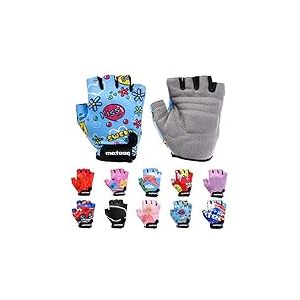 Enfants Gants de V&eacute;lo Gar&ccedil;ons Filles Cyclisme VTT Demi-Doigts Antid&eacute;rapant Mitaines de Sport Antichoc Respirant Courts pour Bicyclette R&eacute;glables Scooter Paire de Gant (JR S ~6,5-7 cm, Kiss Love)