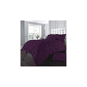 GC GAVENO CAVAILIA Parure de lit plissée en Polycoton avec Housse de Couette plissée et Motif géométrique Aubergine