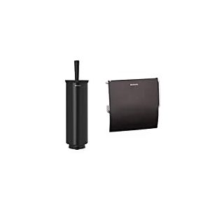 Brabantia Profile Salle de Bain Porte-Brosse WC, Noir Mat & 108600 Porte-Rouleau de Papier Toilette, Acier Inoxydable, Matt Noir, 30 x 20 x 10 cm