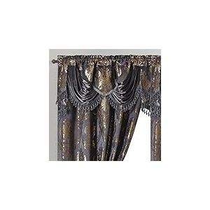 GOHD Golden Ocean Home Decor Luxe Love Lot de 2 Rideaux de fenêtre en Jacquard avec cantonnière attachée Gris foncé 137,2 cm de Large x 213,4 cm de Hauteur avec cantonnière de 45,7 cm