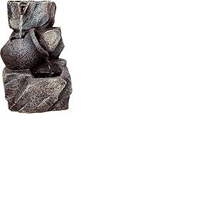dobar 96400e Fontaine int&eacute;rieure Design en polyr&eacute;sine de Style paroi rocheuse, Jeu d&rsquo;Eau avec Pompe pour l&rsquo;int&eacute;rieur, Plastique, Gris, 17.2 x 16.2 x 27 cm