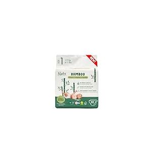 Naty Bamboo - Couches pour Bébé en fibres de viscose de bambou – Douceur soyeuse, Couches à base de plantes, Testées dermatologiquement pour peau sensible et super absorbantes (Taille 1, 88 unités)
