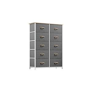 YITAHOME Commode, 10 Tiroirs en Tissu Commode Chambre Meuble de Rangement,Tour en Tissu,Cadre Acier Robuste,pour Chambre à Coucher, Salon,Gris